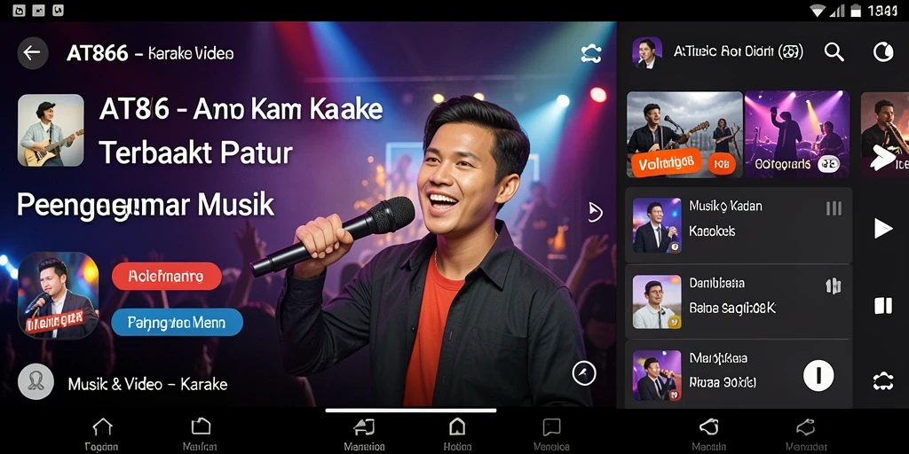 Antarmuka menarik AT866 dengan pilihan lagu karaoke yang beragam.