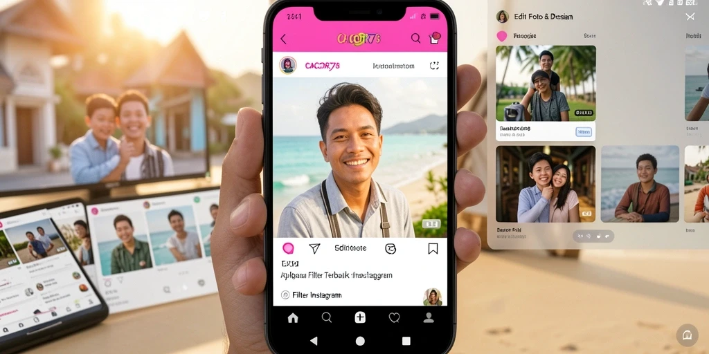 Antarmuka CACOR78 dengan berbagai pilihan filter Instagram yang menarik.