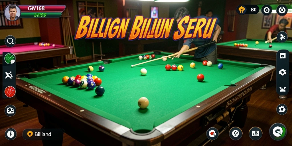 Antarmuka GN168 dengan meja billiard yang menawan.