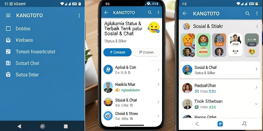 Tampilan antarmuka KANGTOTO dengan berbagai pilihan stiker kreatif.