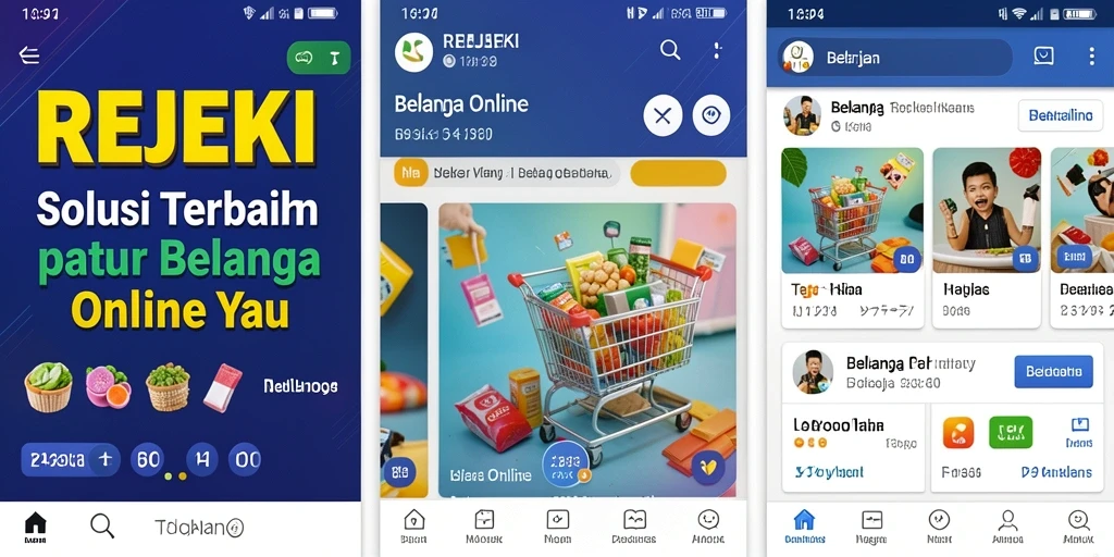 Antarmuka aplikasi REJEKI untuk belanja online yang mudah digunakan.