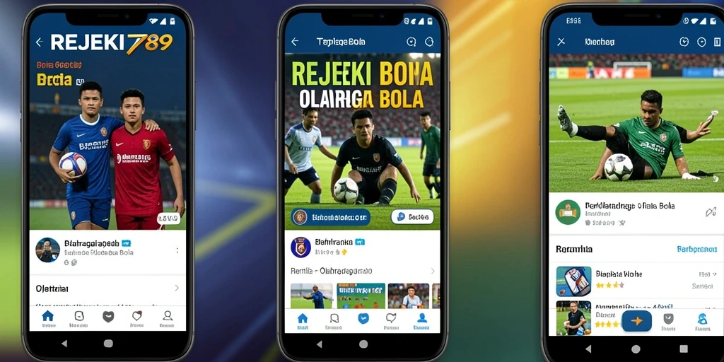 Antarmuka aplikas REJEKI789 menampilkan berita olahraga bola terbaru.