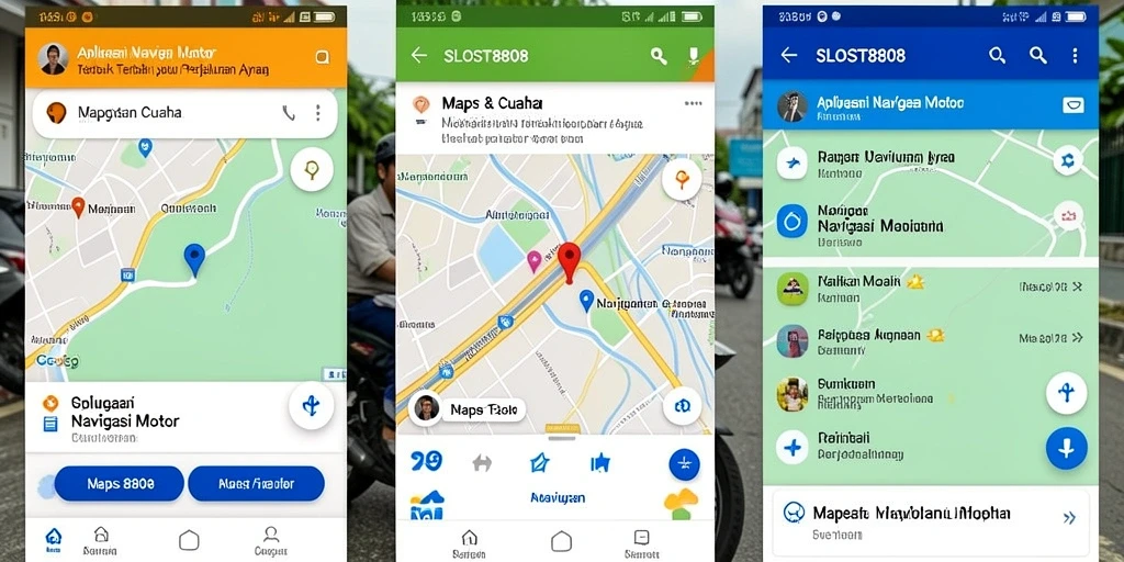 Antarmuka SLOST8808 menunjukkan rute navigasi motor dengan jelas dan informatif.