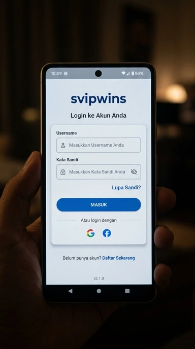 Tampilan halaman login svipwins
